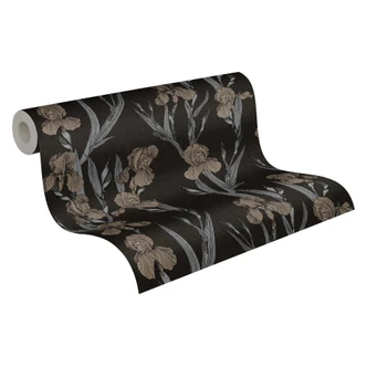 Daniel Hechter Papier peint floral Noir, Gris, Marron  