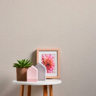 Papier peint uni avec structure tissée horizontale crème-blanc  