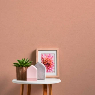 Papier peint intissé avec structure tissée horizontale Rose 