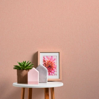 Papier peint uni avec dessin structuré Orange Rose - Papier peint uni 
