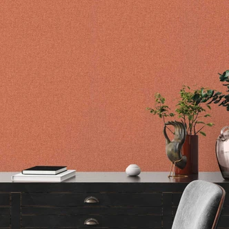 Papier peint uni avec motif structuré Rouge Orange - papier peint aspect tissé 