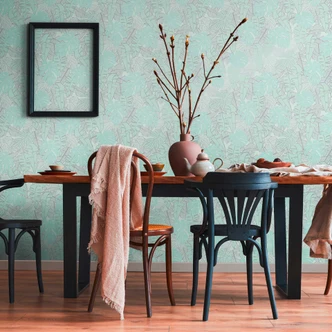 jungle optic - papier peint feuilles de palmier vert menthe - papier peint design turquoise 