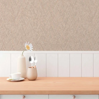 Strukturtapete Fischgrät Braun Orange – Vliestapete modern textilartig gemustert 