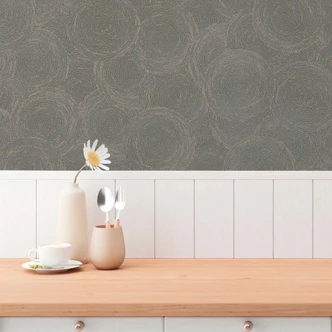 papier peint 3D motifs circulaires gris marron - papier peint intissé à motifs modernes 