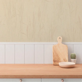 Grastapete Beige-Gelb – Warme Naturtapete mit sonnigem Grasmotiv 