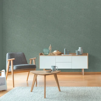 Strukturtapete in Putz-Optik Grün – Vliestapete matt mit feiner Struktur 