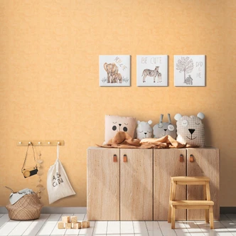 Children's room wallpaper mustard yellow - plain wallpaper 