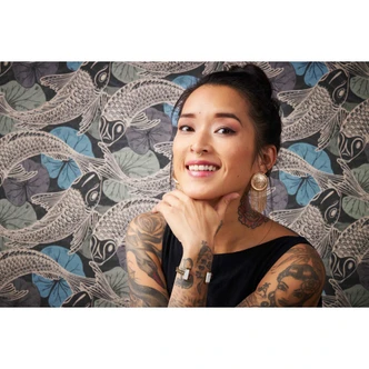 Livingwalls Metropolitan Stories 2 Mio - Tokio Papier peint japonais et chinois, Bleu, Métallique, Noir 