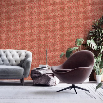 Livingwalls Ethnotapete My Home My Spa Vliestapete Study Libary Home rot, gold 