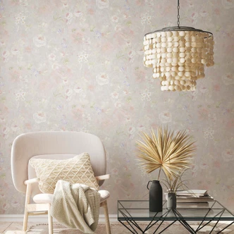 Carta da parati romantica a fiori Senza PVC - Carta da parati in tessuto non tessuto Floral di A.S. Création color grigio 386364 