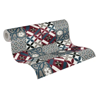 A.S. Création New Life Papier peint effet carrelage , Noir, Rouge A.S. Création New Life Papier peint effet carrelage , Noir, Rouge