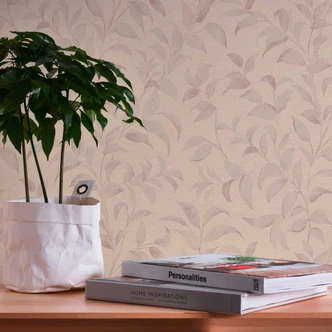 Vliestapete Silber Grau - florale Blättertapete - Tapete Wohzimmer Schlafzimmer Büro 