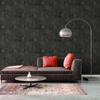 Vliestapete Schwarz Gold - Strukturtapete Metallic-Effekt - Grafik-Tapete Schlafzimmer Büro 