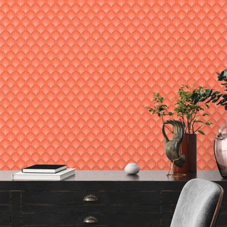 Papier peint abstrait vintage rouge orange - Papier peint intissé rétro graphique - papier peint à motifs 
