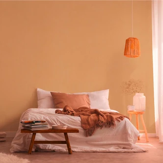 effen behang oranje geel - vliesbehang keuken - behang woonkamer hal 