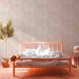 Florale Tapete Creme Grün - Natur-Tapete im Landhaus-Stil - Vliestapete Wohnzimmer Flur 