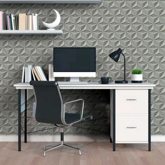 3D-Tapete Betonoptik Grau - Vliestapete mit geometrischem Muster - Industrial Look 