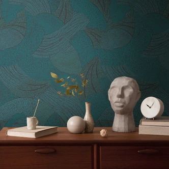 Papier peint abstrait à motifs en bleu noir - Papier peint intissé moderne avec une structure dynamique 