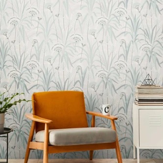 Papier peint végétal vert clair gris - Papier peint intissé avec motif à feuilles discret Papier peint végétal vert clair gris - Papier peint intissé avec motif à feuilles discret