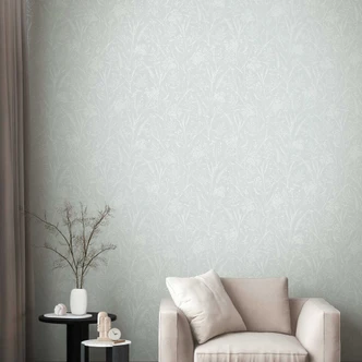 Carta da parati da parati in tessuto non tessuto con motivi floreali in rilievo verde chiaro - Carta da parati testurizzata con motivo a fiori Carta da parati da parati in tessuto non tessuto con motivi floreali in rilievo verde chiaro - Carta da parati testurizzata con motivo a fiori