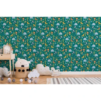 A.S. Création Kinderzimmertapete Little Love Vliestapete mit niedlichen Tieren grün, gelb, blau, braun, weiß 