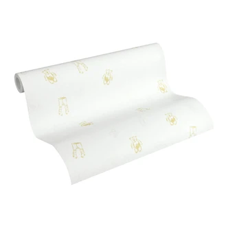 A.S. Création Vliestapete Little Stars Kinderzimmertapete mit Teddybären für Babys creme, metallic, weiß 