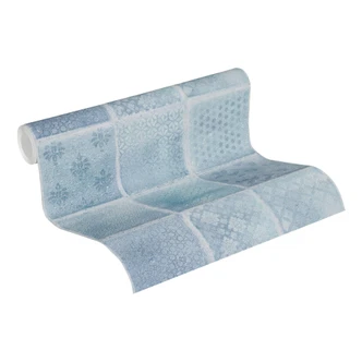 A.S. Création Papier peint Intissé Neue Bude 2.0 Edition 2 tuiles tropicales bleu, crème; gris A.S. Création Papier peint Intissé Neue Bude 2.0 Edition 2 tuiles tropicales bleu, crème; gris