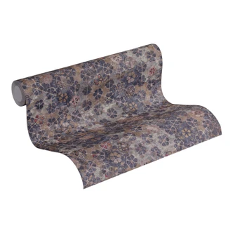 Livingwalls Papier peint intissé New Walls Finca Home motif carrelage violet, métallique 