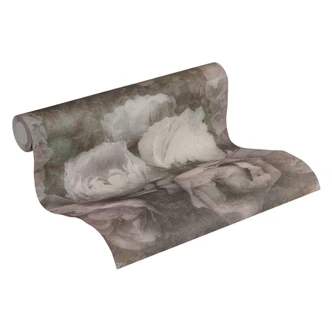 Livingwalls Papier peint intissé New Walls Romantic Dream motif Roses, vert, violet  