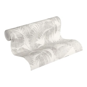 Livingwalls Papier peint intissé New Walls Cosy & Relax avec feuilles de palmier gris, beige, marron 