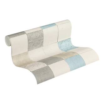 Livingwalls Papier peint intissé New Walls Finca Home motif carrelage blanc, bleu, gris 
