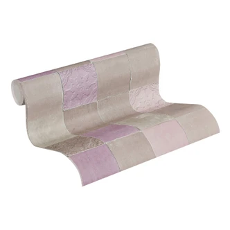 Livingwalls Papier peint intissé New Walls Finca Home motif carrelage violet, gris, beige 
