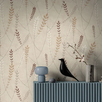 Carta da parati in tessuto non tessuto moderna - motivo a strisce sottili in tonalità naturale e greige 