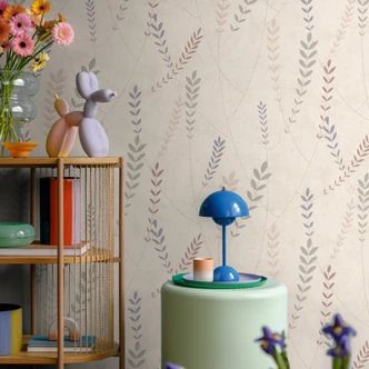 Carta da parati in tessuto non tessuto effetto cemento - struttura in lino in tonalità naturale e greige 