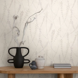 Carta da parati Skandi in tessuto non tessuto - trama di lino in tonalità naturale e greige 