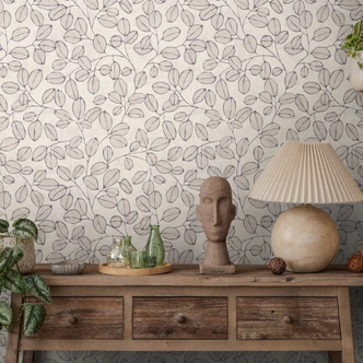 Carta da parati in tessuto non tessuto nature - motivo a righe sottili in grigio e terracotta 