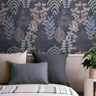 Vliestapete Retro - markantes Retro-Muster in Taubenblau & Steingrau Vliestapete Retro - markantes Retro-Muster in Taubenblau & Steingrau