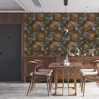 A.S. Création Bloemenbehang PintWalls Vliesbehang Geel Groen Grijs 