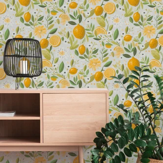 Obst-Tapete Zitronen Orange Grün - Vliestapete modern bunt - Küche & Esszimmer Obst-Tapete Zitronen Orange Grün - Vliestapete modern bunt - Küche & Esszimmer