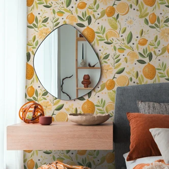 Zitronen-Tapete Beige Gelb Grün - Vliestapete mit Obstmotiv mediterran Zitronen-Tapete Beige Gelb Grün - Vliestapete mit Obstmotiv mediterran
