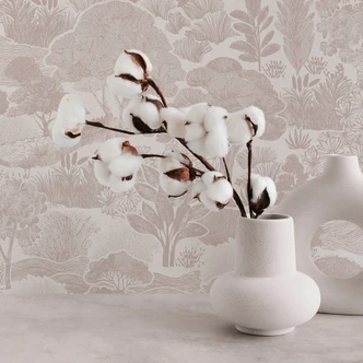 Landschafts-Tapete Creme Taupe - Vliestapete mit Naturmotiv illustriert Landschafts-Tapete Creme Taupe - Vliestapete mit Naturmotiv illustriert