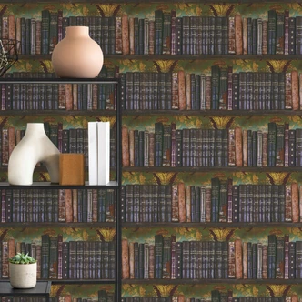 Vliestapete Bücherregal Vintage mit antiken Büchern und Ornament-Hintergrund Vliestapete Bücherregal Vintage mit antiken Büchern und Ornament-Hintergrund
