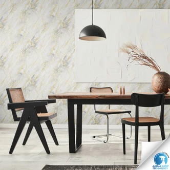 Papier peint marbre blanc or gris - papier peint intissé avec structure - pose sans colle 