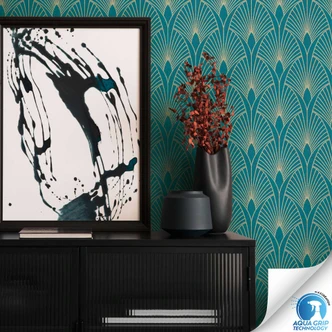 Art Deco tapet Turkos Guld - Icke-vävd tapet geometrisk - tapet utan klister 