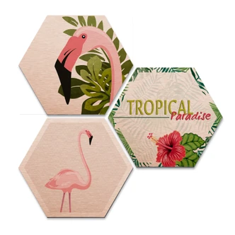Hexagon - Alu-dibond kopereffect - Flamingo 03 