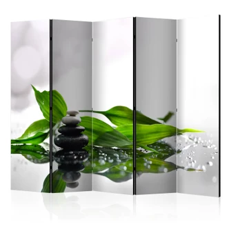 Paravent, Raumteiler freistehend, Trennwand -  Zen Stille , 5-teilig - 225x172 cm 