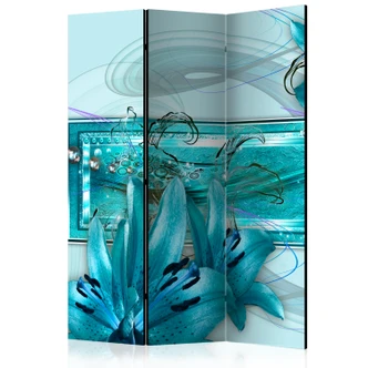 Kamerscherm - Turquoise blauwe idylle, 3-delig - 135x172 cm 