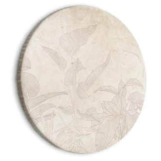 Rundes Leinwandbild Gedämpftes exotisches Grün in Beige 