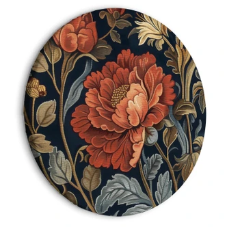 Rundes Leinwandbild Retro Blumenmuster im Kelim-Sti 