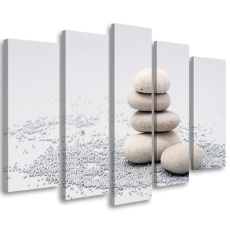 Leinwandbild 5 teilig, Beige Zen-Steine 